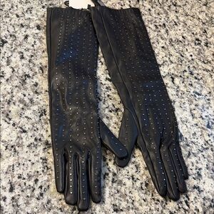 Zara Black Studded Gloves